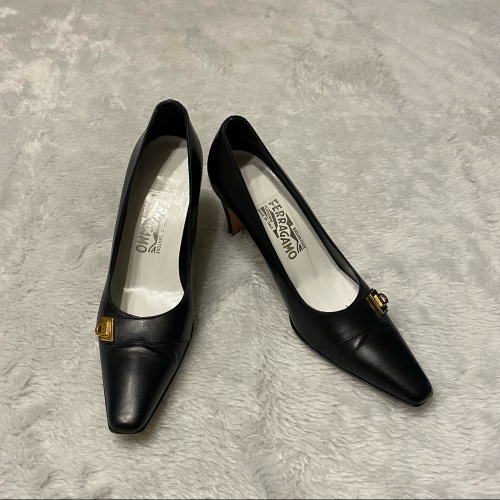 Salvatore Ferragamo Square Pointed High Heels Women’s Size 7 2A